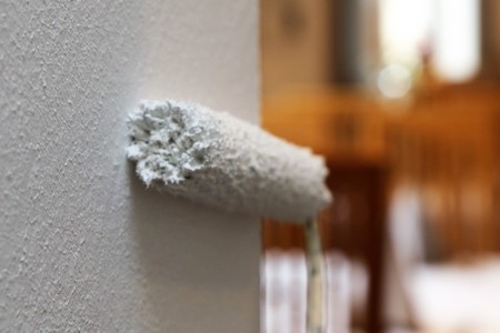 Painting works with paint rollerの写真素材