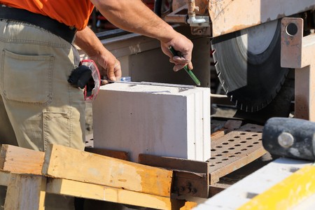 Bricklaying house construction siteの写真素材