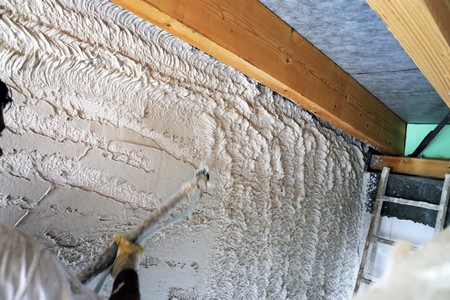 Plastering inside walls with base plaster, machine plasteringの写真素材