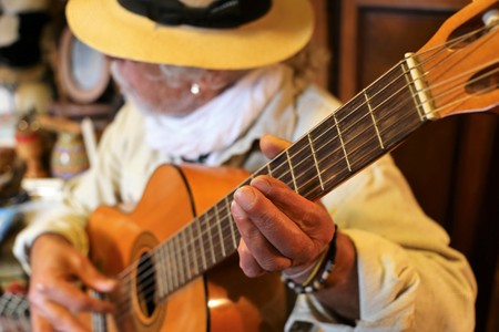 Musician playing the guitarの写真素材