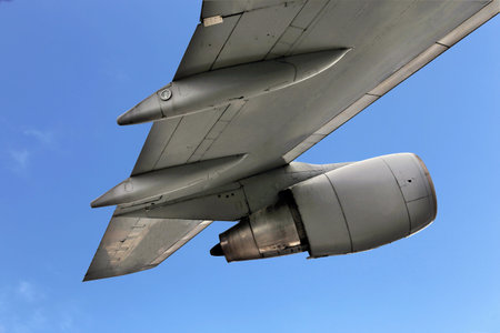 Airplane wing, photographed from below