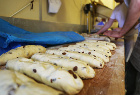 Baking bread and pastry in the bakery