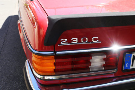 Detailed view of an old Mercedes of the legendary W-123 series, built in the years 1976? 1985 (Neustadt, Germany, June 01, 2019)のeditorial素材