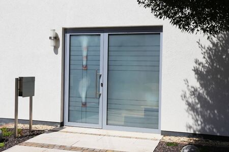 Modern new full glazing front doorの写真素材