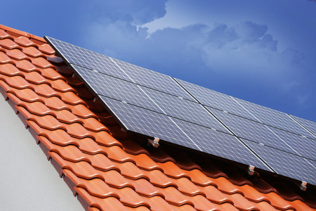 Roof with solar panels (photovoltaics)