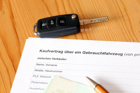 Close up of a purchase contract for a car