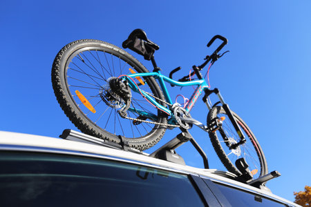 Bicycle on the bike rack (Ludwigshafen, Germany, November 02, 2018)のeditorial素材