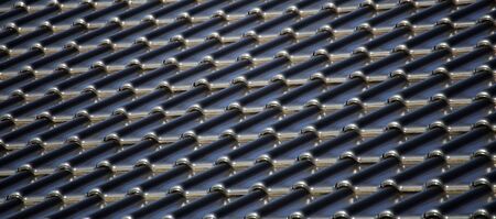 Close-up of a new tiled roofの写真素材
