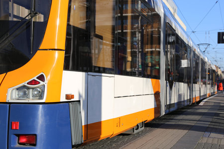 Close up of a modern tram