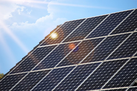 Roof with solar panels (photovoltaics)