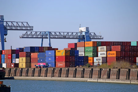 View of the port of Mannheim (Mannheim, Germany, March 20, 2020)