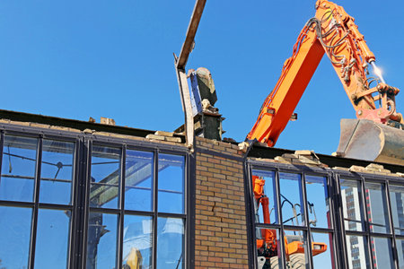 Demolition work - an old building is demolished