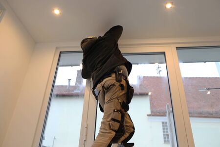 Professional window installation by a craftsmanの写真素材