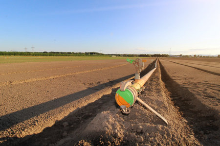 Close up of a water pipeline for agricultural irrigation