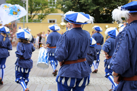 Marching band, fanfare corp on the âBrezelfestâ Speyer (Germany), July 15, 2018, editorial use onlyのeditorial素材