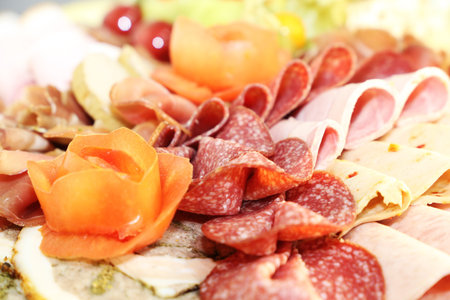 Catering: Cold plate with cheese, ham and grapes