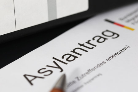 Symbolic picture: Form for asylum application in Germanyの写真素材