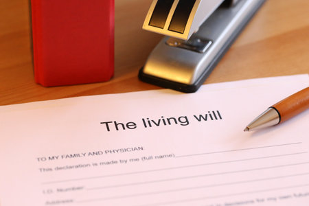 Symbol image: Blank form of the living will on a deskの写真素材