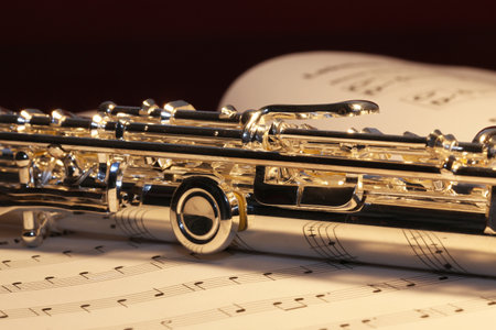 Symbol image: Transverse flute on music notebookの写真素材