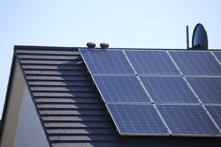 Single family house with solar system or photovoltaic system