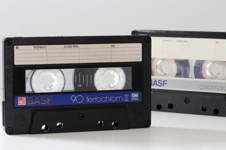 Nostalgic memories of the eighties: Two audio cassettes from BASF (Mutterstadt Germany, April 17, 2021)のeditorial素材