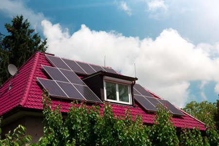 Single family house with solar system or photovoltaic system