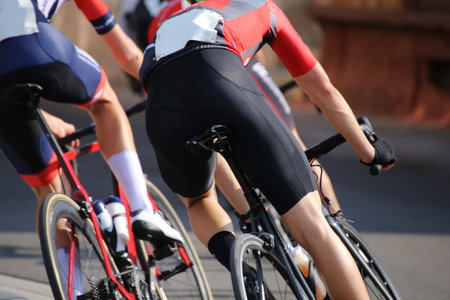 Close up of a cycling race