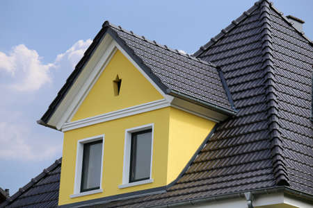 New tiled roof with dormerの写真素材