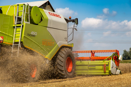 Grain harvest near Hockenheim, Baden-Wuerttemberg, Germany (July 20, 2021)のeditorial素材
