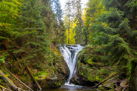 The Kochel Falls in Wodospad Szklarki, Krkonose Mountains (Poland)の写真素材