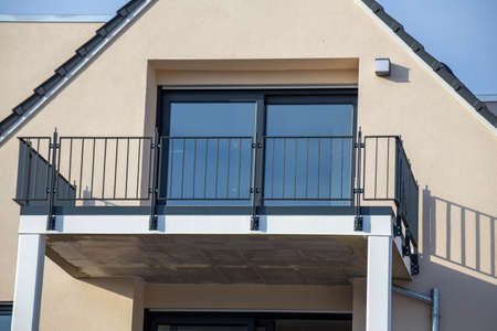 Balcony on a new apartment buildingの写真素材
