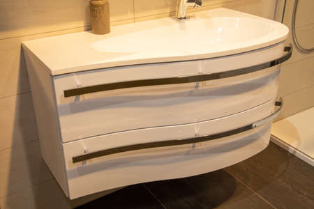 Modern washbasin in a high-quality bathroomの写真素材
