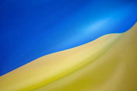 Close up of the flag of Ukraineの写真素材