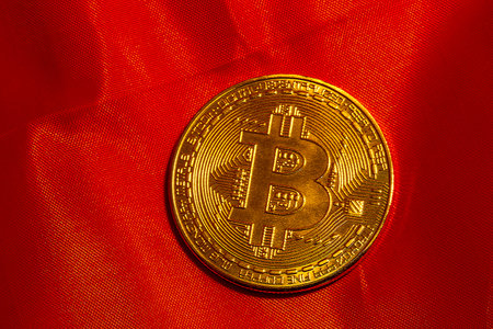 Close up of a symbolic Bitcoin