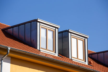 Roof dormers with stainless steel claddingの写真素材