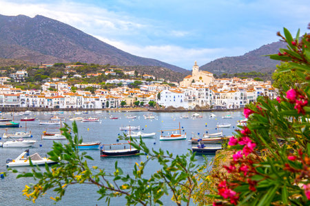 View of Cadeques (Spain). The quaint village is located in a bay on the Costa Brava in the far north of Spainの写真素材