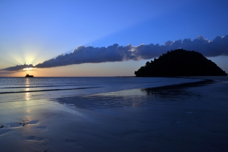 Beautiful Sunset view at Kelambu Beach, Kudat, Sabah, Malaysia の写真素材