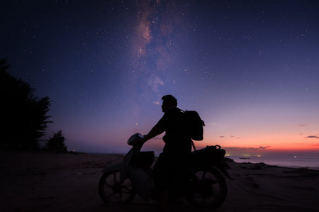 rider under the bright milky way