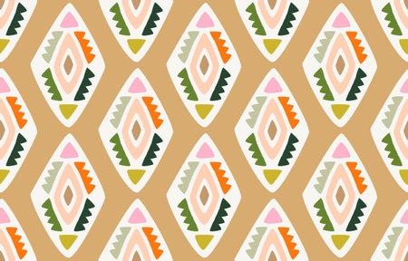 Ethnic boho seamless pattern. Traditional ornament. Tribal pattern. Folk motif. Can be used for wallpaper, textile, wrapping, web page background.のイラスト素材