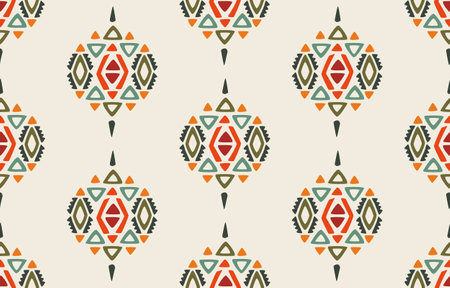 Tribal vector ornament. Seamless African pattern. Ethnic carpet with chevrons. Aztec style. Geometric mosaic on the tile, majolica. Ancient interior. Modern Geo print on textile.のイラスト素材