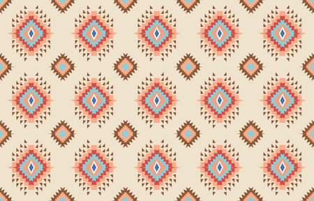Ikat geometric folklore ornament with diamonds. Tribal ethnic vector texture. Seamless striped pattern in Aztec style. Folk embroidery. Indian, Scandinavian, Mexican, African rug.のイラスト素材