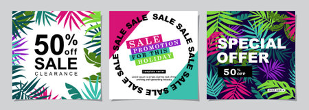 Summer sale banner template. Vector illustration for social media post, web banner, email and newsletter design.のイラスト素材