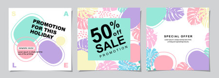 Set of sale banner template design for social media. Vector illustration.のイラスト素材