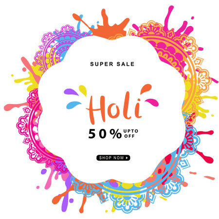 Happy Holi festival of colors indian banner design vector illustration.のイラスト素材