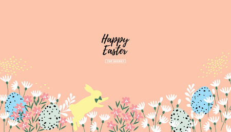 Happy easter decoration background. Easter elements decoration frame for event, invitation, background and banner design. Vector illustration.のイラスト素材