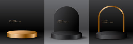 Podium, pedestal or platform for cosmetic product presentation. Vector illustrationのイラスト素材