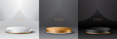 Podium for show,Platform for design,Blank product stand,Concept 3d technology.のイラスト素材
