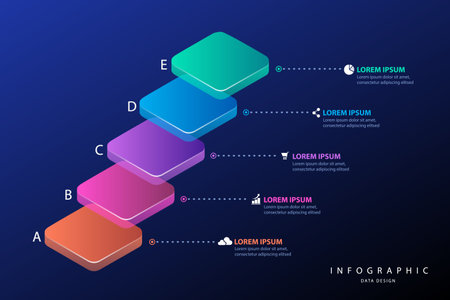 Vector infographic design template with 3d isometric squares. Can be used for workflow layout, diagram, number options, web design.のイラスト素材