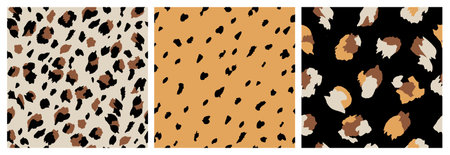 Set of Abstract Leopard Skin Seamless Patterns. Animal print. geometric folklore ornament for social...