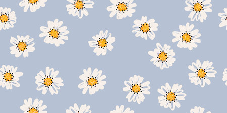 Hand drawn flowers, seamless patterns with floral for fabric, textiles, clothing, wrapping paper,...